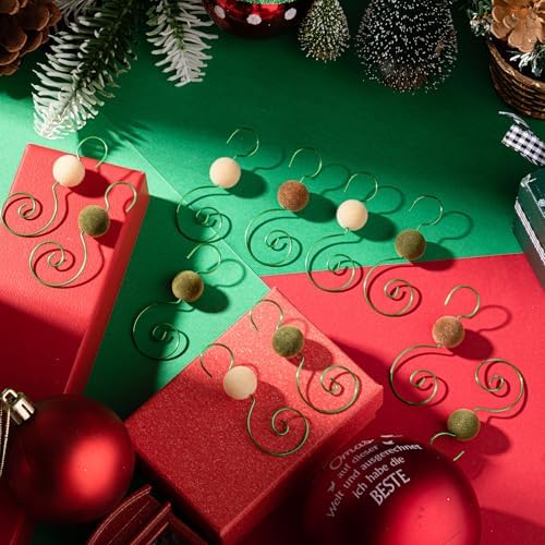 Cinnvoice 24 Pcs Velvet Christmas Ornament Hooks Christmas Tree Decorative Shaped Hangers Green Wire Swivel Ornament Metal Hooks with Velvet Beaded for Crafts Xmas Tree Decoration - Image 4