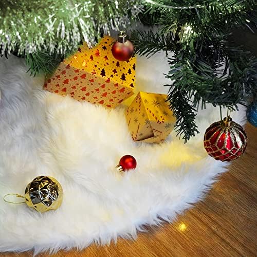 Nackiy White Christmas Tree Skirt, Faux Fur Plush Holiday Decor, 30 Inch by Nackiy