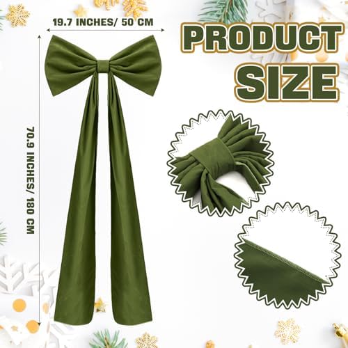 Knitgrip 1 Pack 20x71 in Christmas Large Velvet Bows, Moss Green - Image 2