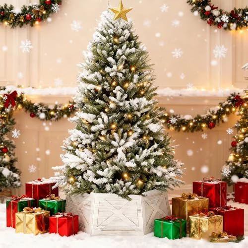[2025 New] Natural Wood Christmas Tree Collar Stand for Real Trees up to 7.5ft, Durable Tree Base Cover with Easy Installation, Home Holiday Christmas Decoration (Washer White, D-27 Inch) - Image 2
