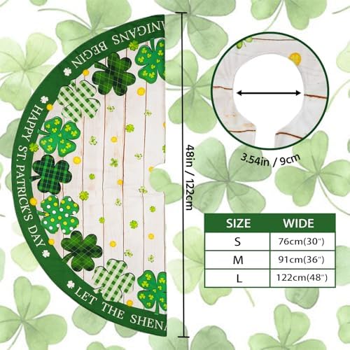 48 Inch St. Patricks Day Tree Skirt Mat Short Plush Green Shamrock Tree Skirts for Indoor Outdoor St. Patricks Day Tree Decoration(Green Shamrock) - Image 6