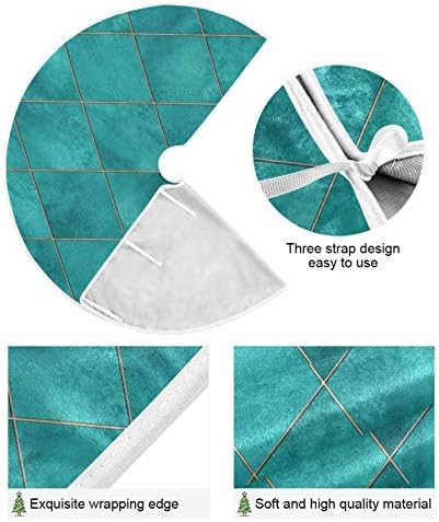 ATTX Teal Watercolor Argyle Geometric Plaid Christmas Tree Skirt 47.2 inch Ornaments Xmas Tree Skirts for Christmas Holiday Decoration New Year Party - Image 2