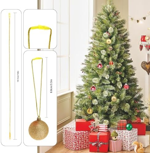 Christmas Hooks for Ornaments, 200 PCS Gold Christmas Ornament String Ribbon Hangers with Snap Hanging Ropes Hooks Cords Locking Xmas Holiday Tree Decorations Toddler Proof Adjustable Pendant - Image 3