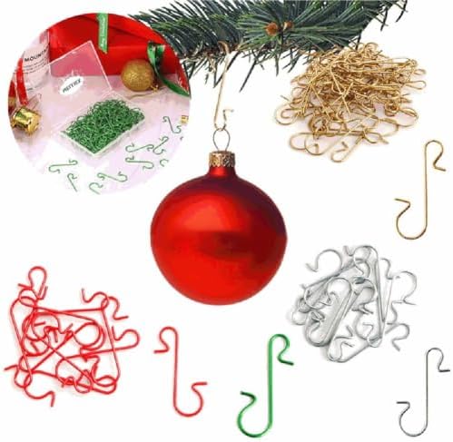 100 Pack Christmas S Hooks For Tree Ornaments, Metal Decoration Hangers For Balls Lights Dolls, Silver(Red) - Image 6