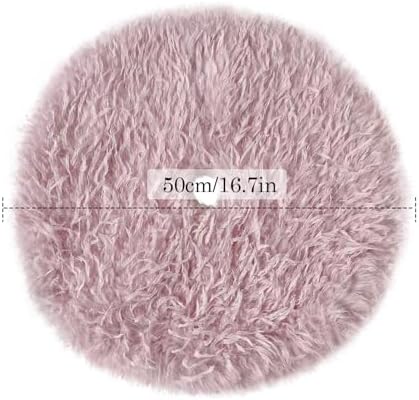 Pink Tree Skirts 20 Inches Snow Plush Christmas Tree Skirt Thick Fluffy Faux Fur Xmas Tree Mat for Xmas Tree Decorations and Ornaments - Image 7