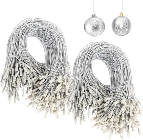 FEBSNOW 500Pcs Christmas Ornament Hangers, Silver Hanging String with Snap by HOMECRAFTBEAUTYBABY