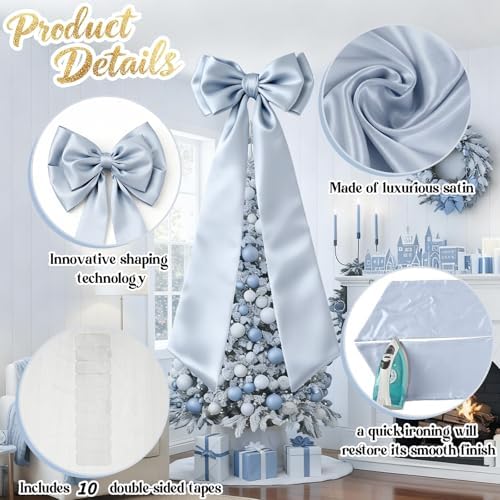 Giant Blue Bow Decor Home 75x19 Inch Christmas Tree Topper Decoration Coquette Room Decorations Big Bows for Room Wall Backdrop for Wedding Christmas Fall Birthday Party Baby Shower Supplies - Image 4