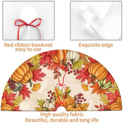 Autumn Fall Pumpkin Maple Leaf Christmas Tree Skirt, 30 inch - Image 3