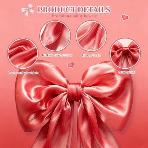 Big Satin Bow Coquette Room Decor, 16x79 Inch Large Christmas Bows for Birthday Decorations, Christmas Tree Topper, Girl Room Decor, Bachelorette, Wedding, Baby Shower, Front Door, Wreath (Red) - Image 3