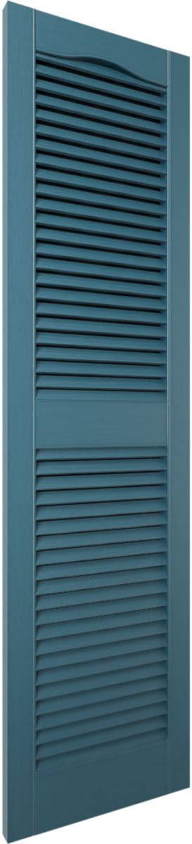 Ekena Millwork Lifetime Vinyl LL1S14X04800MB Standard Cathedral Top Center Mullion, Open Louver Vinyl Shutters, w/Installation Shutter-Lok's & Matching Screws (Per Pair), 14 1/2"Wx48"H, Midnight Blue