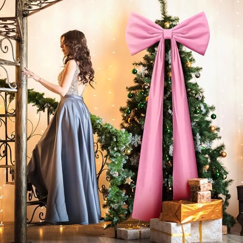 Knitgrip 1 Pack 20x71 in Christmas Large Velvet Bows, Pink - Image 6