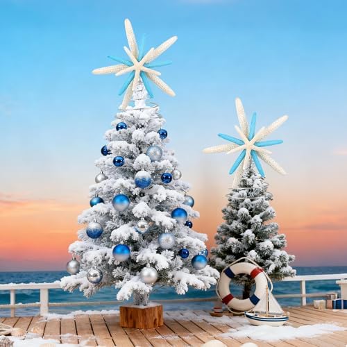 Blue Natural Starfish Tree Topper – Nautical Coastal Blue for Beach Xmas - Image 6
