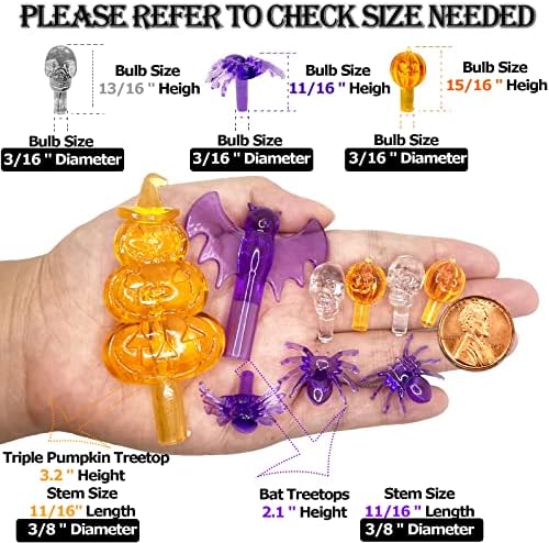 117Pcs Replacement Lights Bulbs/Tree Pegs for Halloween Ceramic Trees Including Skull/Pumpkin Head/Spider & 2Pcs Themed Tree Tops (Including Bat/Triple Pumpkin) - Image 2