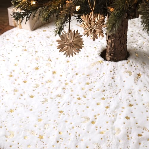 48" Christmas Tree Skirt, Star Style Xmas Wizard Party Decor by Motionchic