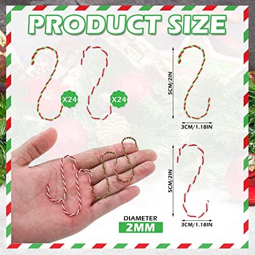 Peryiter 48 Pcs Christmas Ornament Hooks S Shaped Candy Cane Hangers Xmas - Image 2