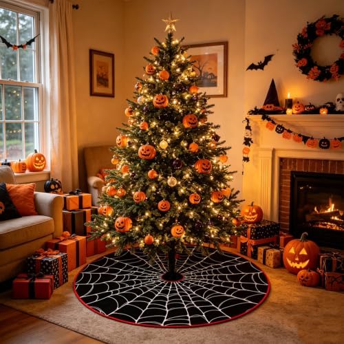 36 Inch Reversible Halloween Christmas Tree Skirt, Double Sided - Image 7