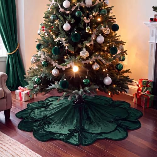 Soulchen Dark Green Bow Christmas Tree Skirt 36 Inches - Image 4