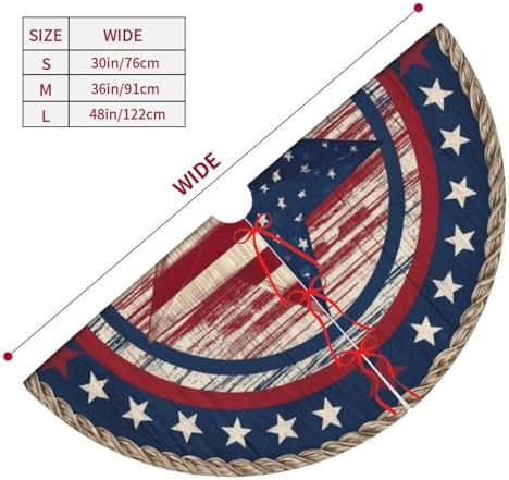 American Flag 4th of July Traditional Christmas Tree Skirt Holiday Party Xmas Tree Skirt Mat Christmas Ornaments Decoration 36 Inch - Image 2