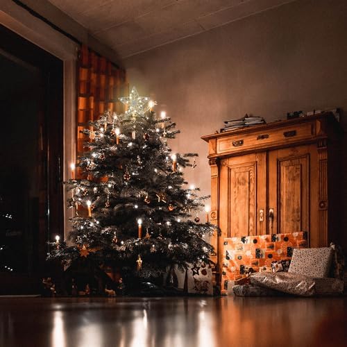 YEAHOME Christmas Tree Topper, Silver Glittered Hollow 5-Point Star Tree Topper for Christmas Tree Decorations, Lighted Wire Star with 20 LED Lights for Christmas Treetop, Xmas Tree Topper with Timer - Image 5