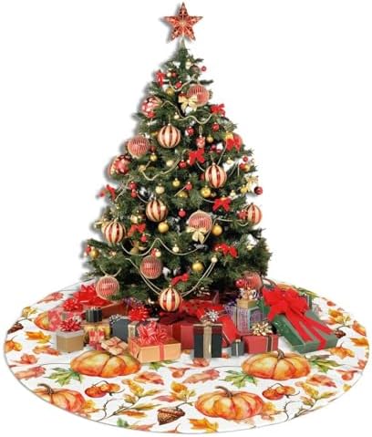 Christmas Tree Skirt, Fall Pumpkins Nuts Thanksgiving Xmas Large Tree Mat, New Year Festive Holiday Party Decorations 30" inches - Image 5