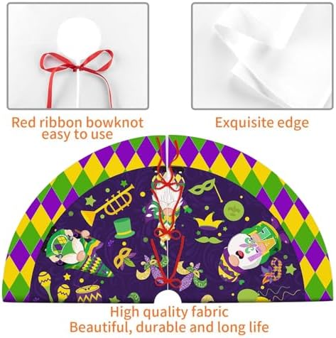 Mardi Gras Christmas Tree Skirt 36 Inch Carnival Party Xmas Ornament for Home Party Holiday Masquerade Decoration - Image 4