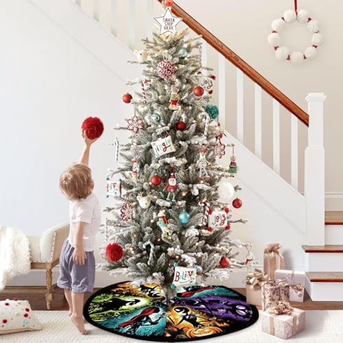 Funny Halloween Tree Skirt 48 Inch October Skull Home Party Decor - Image 3