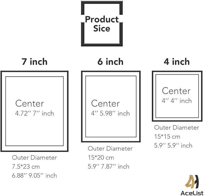 ZONYEO Set of 3 Glass Picture Frame, Collection Simple Metal Floating Frame with Glass Cover Includes 4x4, 4x 6, 5x7