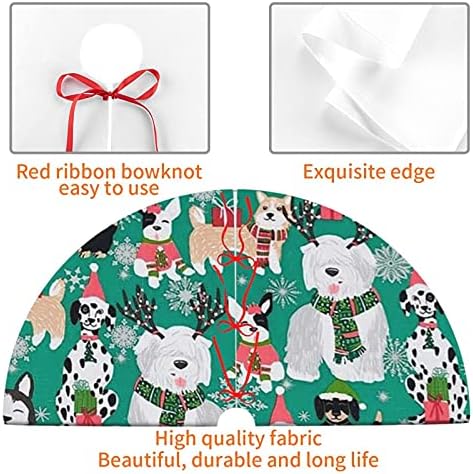 Tree Skirt 36 Inch Whimsical Christmas Dogs Holiday Decorations for Festive Party Indoor Outdoor Xmas Ornaments - Image 4