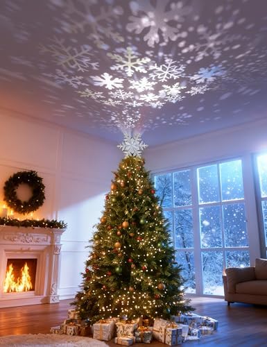 DG-Direct Christmas Tree Topper with Rotating Snowflake Projector, Silver - Image 5
