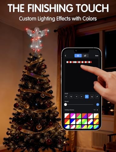 Christmas Tree Topper Angel, Gold RGB Color Change Lighted Angel Tree Topper, App Remote Control DIY Scene Mode Timer Dimmable, USB Xmas Topper for Christmas Tree Holiday Indoor Home Decoration - Image 2