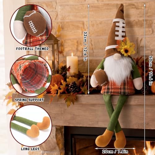 Soulchen 17.7 Inch Fall Football Gnome Tree Topper, Nordic Tomte Plush - Image 2