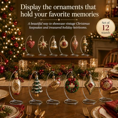 Metal Christmas Ornament Display Stand Set of 12, Smooth Silver Chrome 7 Inch Ornament Holders for Hanging Keepsake Ornaments, DIY Crafts, Tabletop Displays, Holiday Decor, Gift Shops & Party Favors - Image 2
