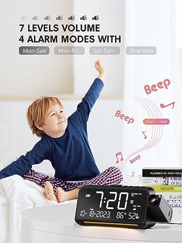Mesqool Projection Alarm Clock Ceiling Display, with Temperature, Humidity - Image 5