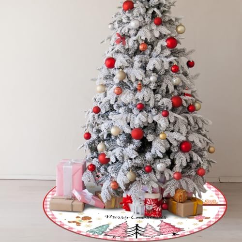Blosssound Christmas Tree Skirt,36 Inch,Xmas Trees,Pink - Image 7