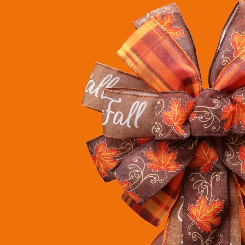 Large Fall Tree Topper Bow 52"x13", Pre-Tied Thanksgiving Ribbon for Wreath - Image 5