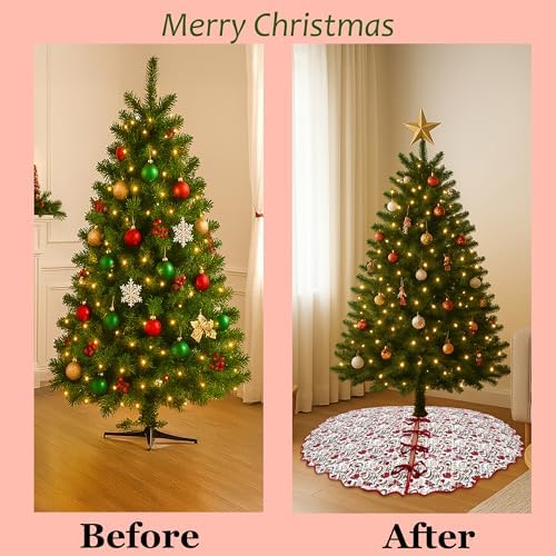 Ridhi Prune Red Hand Block Print Cotton Christmas Tree Skirt 70 Inch - Image 3
