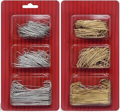 Bexter 900 Count Ornament Hooks ?€? Silver, Green & Gold Assorted Set | 2 Sizes (1.25?€? & 2.5?€?) | Christmas Tree Hanging Hooks for Baubles, Ornaments & Holiday Decorations - Image 3
