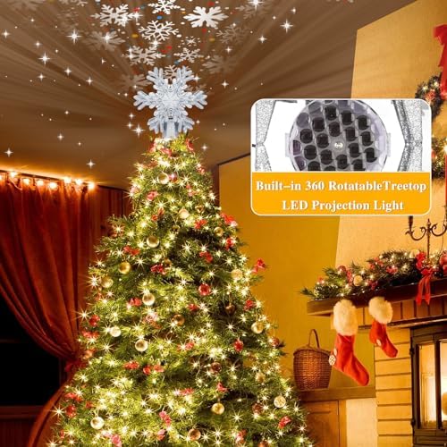 AOMIL Christmas Tree Topper, 3D Rotating Silver Snowflake Pattern Projector for Xmas Tree Topper, Hollow Design Christmas Decorations, Christmas Decor - Image 2