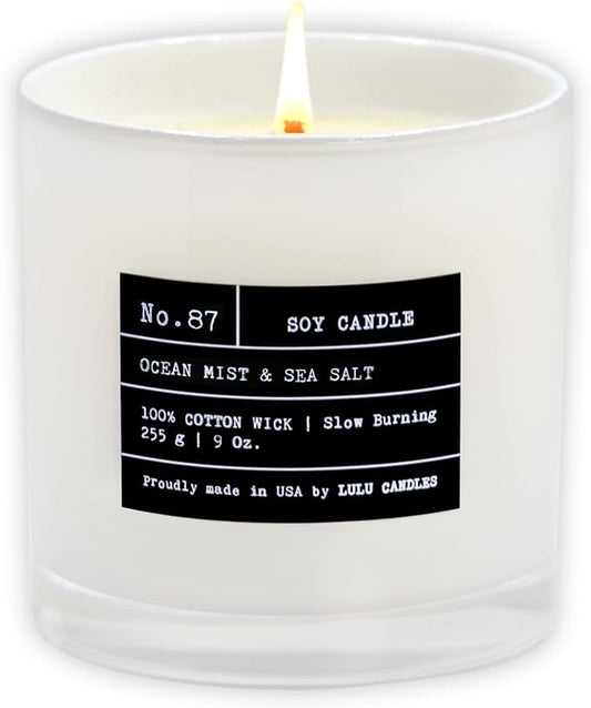 Lulu Candles | Ocean Mist & Sea Salt | Luxury Scented Soy Jar Candle | Hand Poured in The USA | Highly Scented & Long Lasting- 9 Oz.