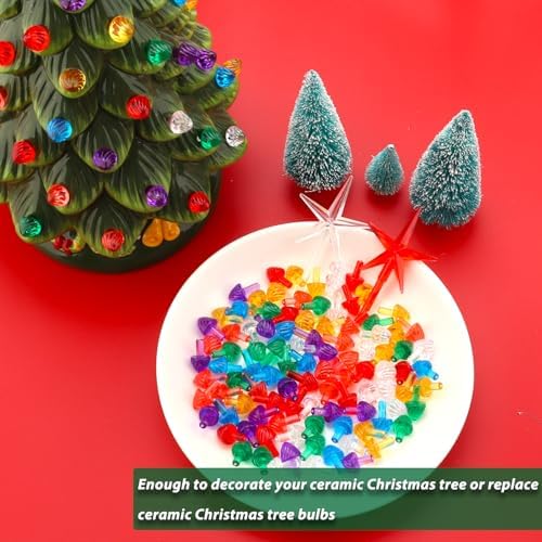Vintage Ceramic Christmas Tree Replacement Bulbs - 140Pcs Medium Light Bulbs Ornaments and 3Pcs Topper Stars - Image 3