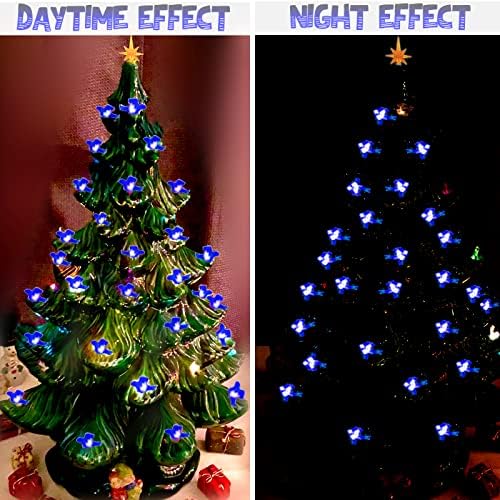 117Pcs Ceramic Christmas Tree Replacement Lights Bulbs Deep Bluebird and 1 Angel/3 Stars Topper Ornament for Ceramic Tree D??cor - Medium Plastic Pegs. - Image 5