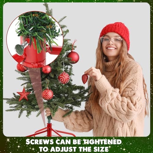 Roowest Folding Christmas Tree Stand Artificial Xmas Tree Base Holder Replacement Metal Tree Base for Artificial Christmas Tree(Red, 16 Inch) - Image 5