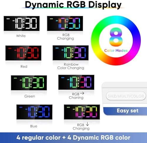 Alarm Clock with Large Display Big Numbers,5 Levels Brightness???Snooze,USB Charging Port,LED and Mirror Desk Clock,Dual Alarms Modern Electronic Clock for Bedroom Home Living Room Office. (White) - Image 3