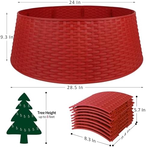 Blissun Christmas Tree Ring, 28.5" Plastic Christmas Tree Collar, Christmas Tree Skirt for Artificial Christmas Trees Decoration (Extra Large, Red) - Image 2