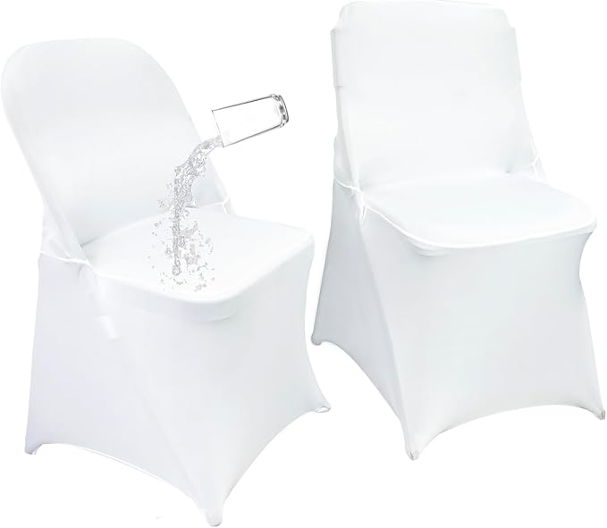 40PCS Stretch Spandex Folding Waterproof Chair Covers,Universal Fitted Chair Cover Protector for Wedding Party Banquet Holidays Celebration Decoration(40, White New)