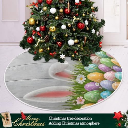 SUABO Easter Grass Eggs Christmas Tree Skirt 48 Inch, Xmas Tree Floor Door Mat for Party Decoration Holiday Decor Home Indoor Outdoor - Image 6