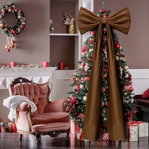 Knitgrip 1 Pack 20x71 in Christmas Large Velvet Bows, Brown - Image 4