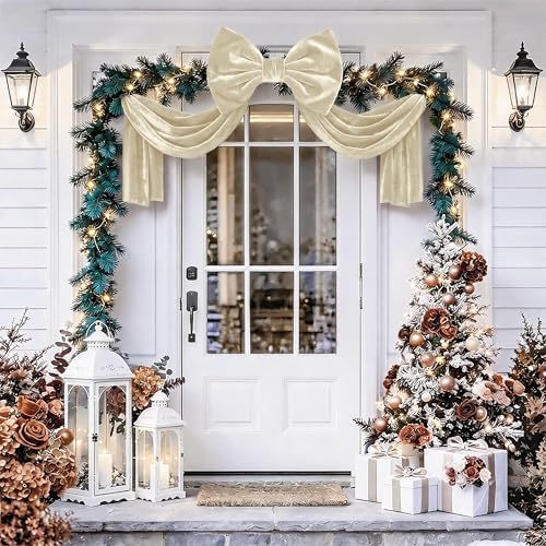 Big Tree Bows, Christmas Decorations, Big Velvet Christmas Tree Topper Bow, 52 x16 Inch, Giant Christmas Bow Decorations for Home, Wedding, Birthday, Wreath, Door, Wall Decor (Champagne) - Image 6