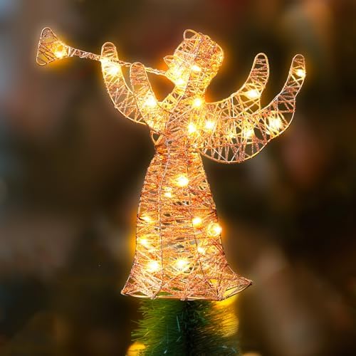12 Inch Gold Glitter, Angel Christmas Tree Topper by QinYee