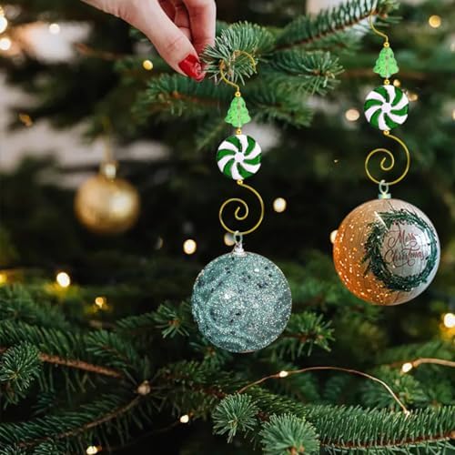 12 Pcs Christmas Ornament Hooks for Hanging Decorations, Candy Xmas Tree Bead Wire Hangers Tree Decorating Hangers Decor for Christmas Party Decoration (Green) - Image 6